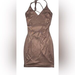 Sabora Shimmering Brown Strapless Dress